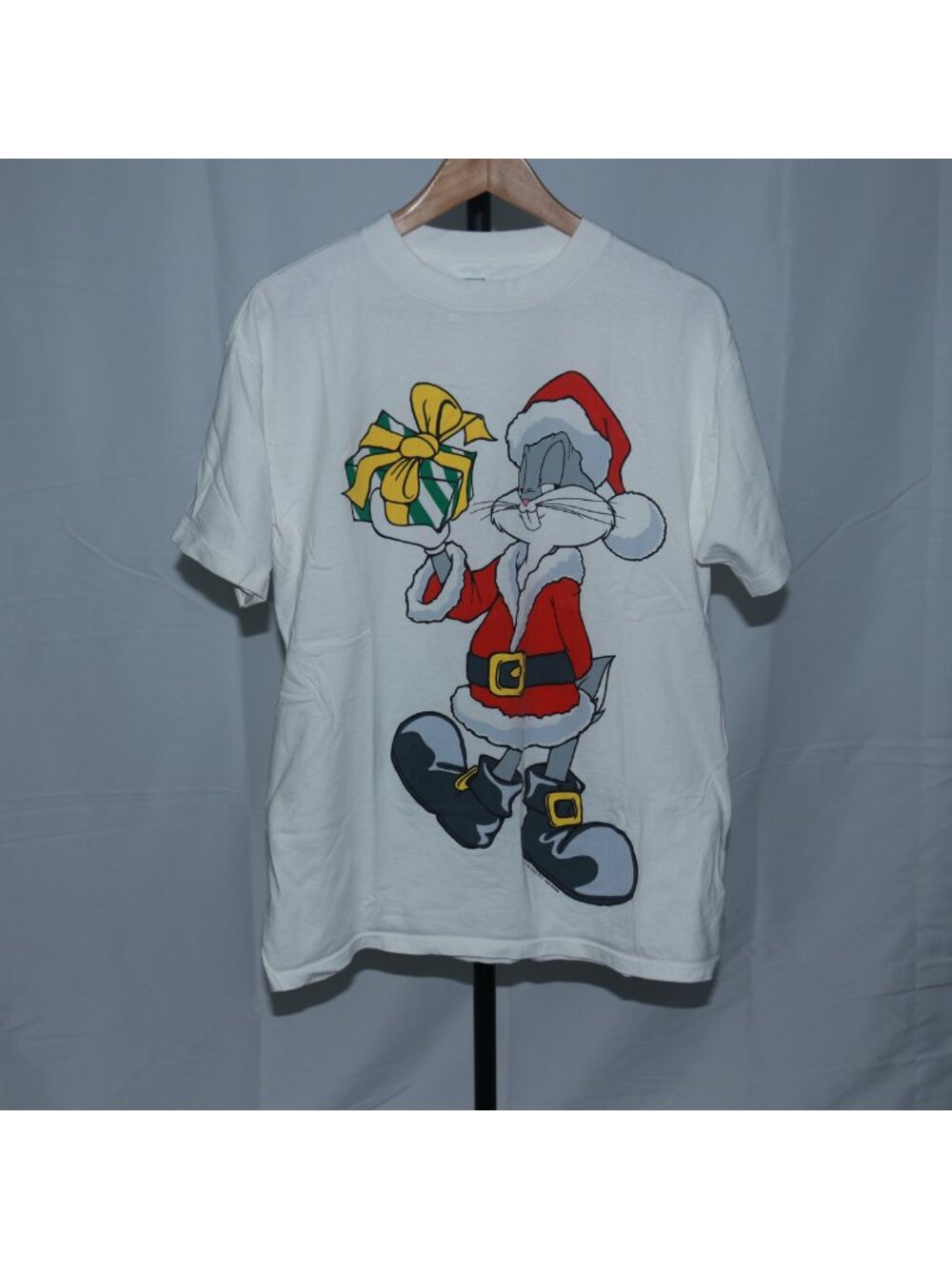 Vintage Wild Oats Bugs Bunny Christmas Double Sided T-Shirt White L USA